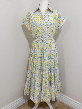 Silka Pastel Tiered Short Sleeve Midi Dress Women's Size S